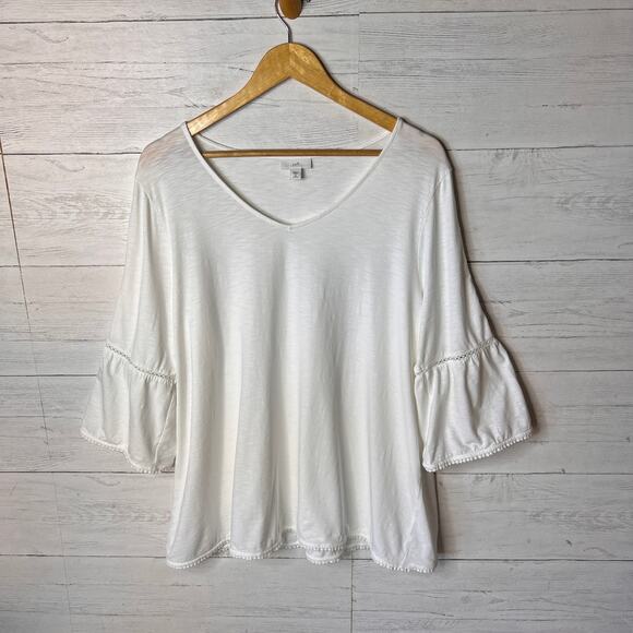 J Jill Tunic Top Womens Size XL Petite White Bohemian Fabric Button Detail - Picture 3 of 16